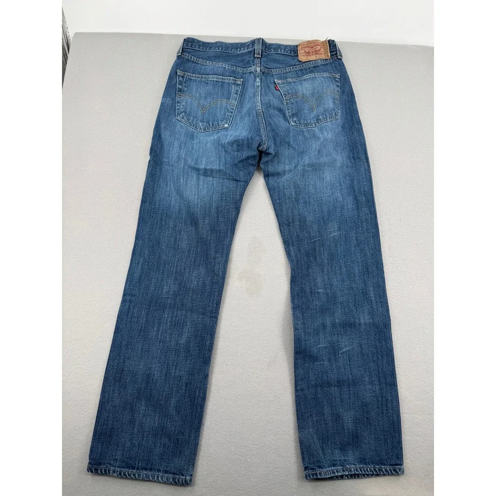Y2K Levis 501 Mens Straight Leg Button Fly Blue Denim Jeans 34x32 August 2009